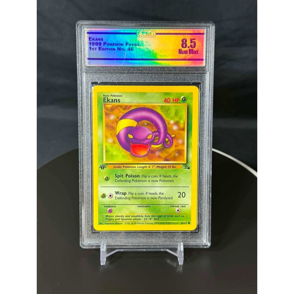 1999 Pokemon Fossil 1st Edition Ekans 46/62 CC&G 8.5 Near Mint Graded Card